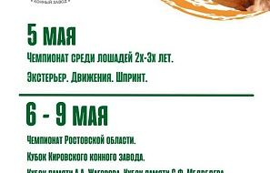 Уже с мая в Ростовской области на базе Кировского конного завода стартует новая серия турниров!